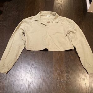Aritzia Sunday Best Collared Long Sleeve Crop Top